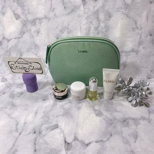 La Mer Beauty Gift Set 4pc, Light Green Pouch, Cream, Eye, Renewal Oil, Mask